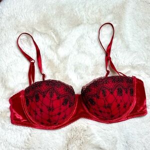 Smart & Sexy Red and Black Lace Bra